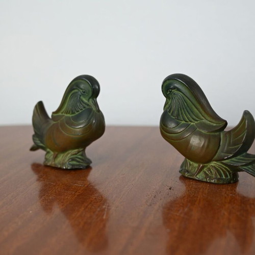 Mandarin duck decorative metal birds pair used