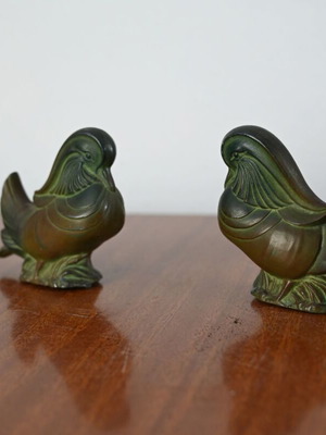 Mandarin duck decorative metal birds pair used