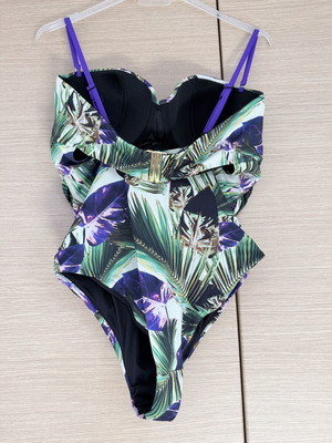 One-piece swimsuit XL like new, colorful with adjustable straps