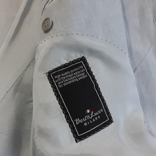 Berto Lucci men's light blue linen suit size M used