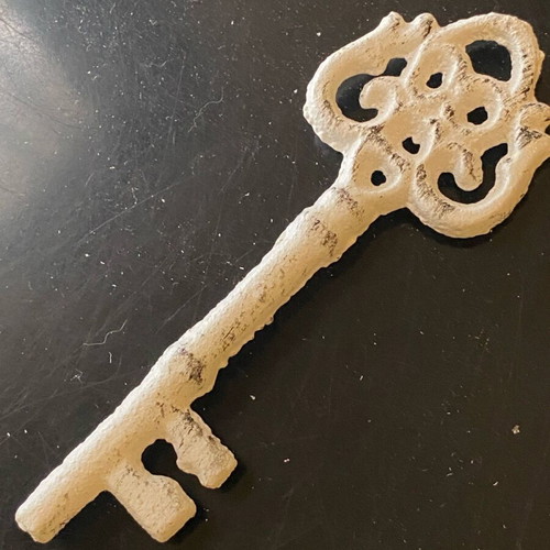 Decorative key white like new, metal 12 cm