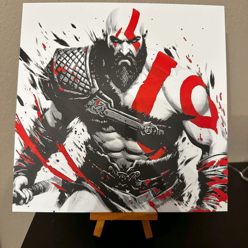 3D embossed image God of War Kratos in rage for PS5, PS4, PC
