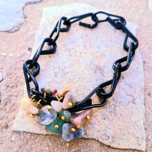 Zara bracelet ancient Greek design with coral chips and amethyst stones