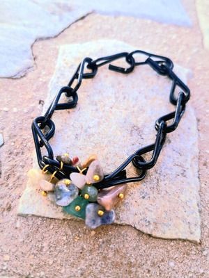 Zara bracelet ancient Greek design with coral chips and amethyst stones