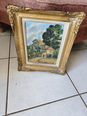 Painting of Traditional Village by Mitsi G. Tsimpoukou used