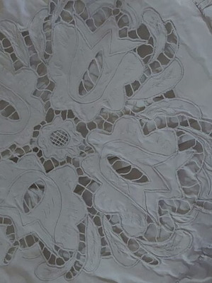 Handmade cutwork pillows used, set of 3 pieces