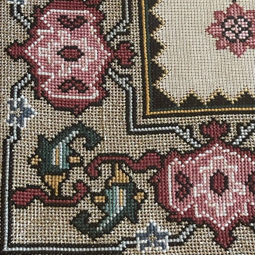 Handmade square with golden lace like new