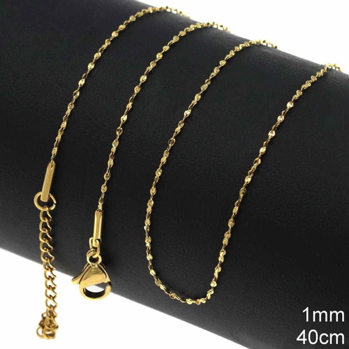 Steel twisted serpentine chain 1mm 40cm gold new