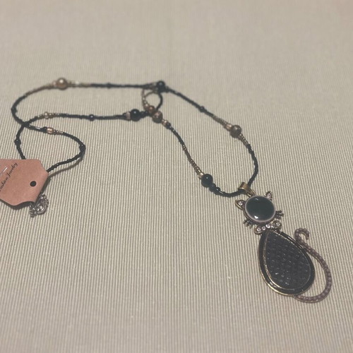 Pendant necklace new, bronze, 70cm length, black and gold