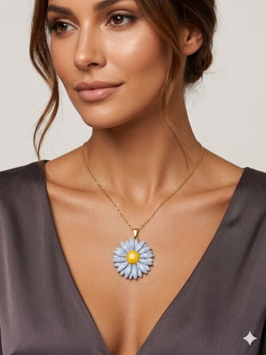 Daisy pendant handmade, turquoise, new