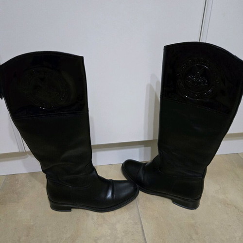 Bally black leather riding boots used, size 36.5