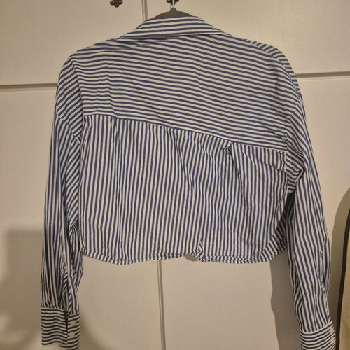 Zara striped crop shirt XL like new, cotton, white and blue