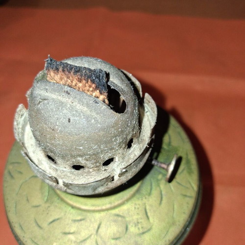 Vintage brass oil lamp used, without glass, 22cm height