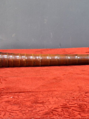 Chinese opium pipe 19th century used, bamboo and silver
