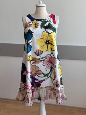 Dondup floral summer dress with colorful print and ruffles like new