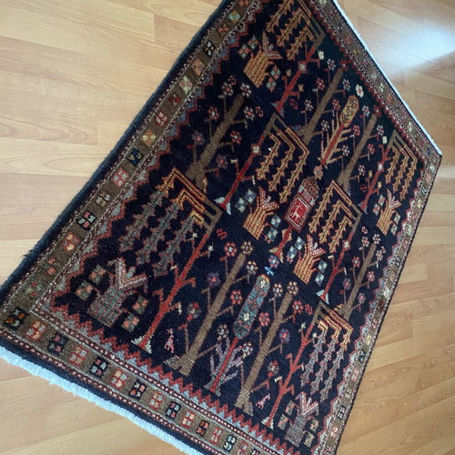 Vintage Lori Tree Motif Rug like new, handwoven wool