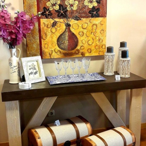 Painting vase with flowers new in gold and brown tones 90x4x90