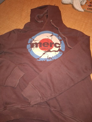 Merc London hoodie size M like new, brown with red logo