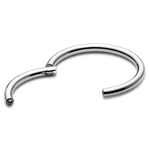 Titanium hoop earring, silver color, click clasp