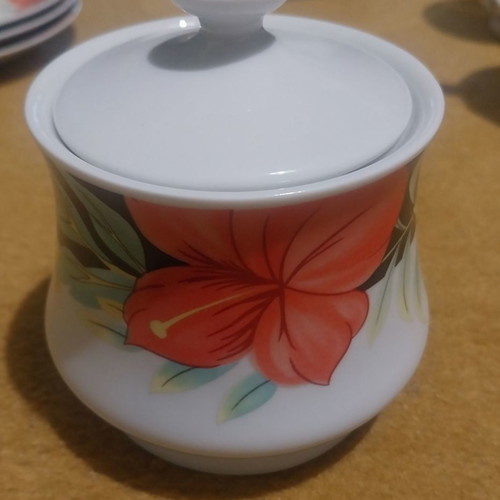 Tea or coffee set used from Chinese porcelain with floral design