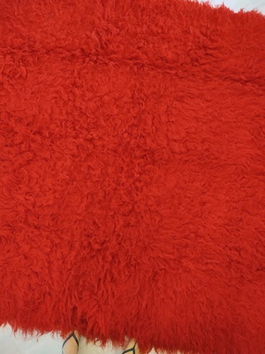 Red wool woven flokati rug like new