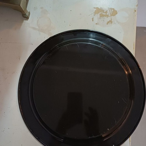 Vintage metal wall tray 36cm handpainted floral