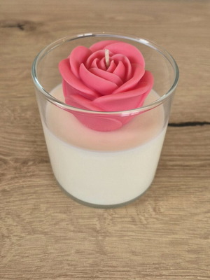 Handmade soy candle with decorative rose new