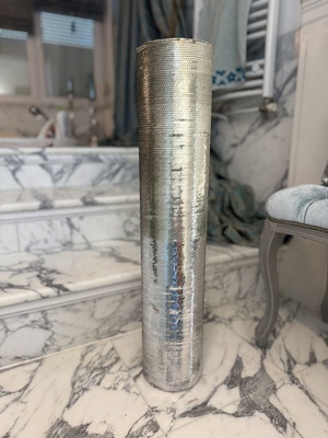 Large floor vase decorated with silver sequins, like new, 82 cm