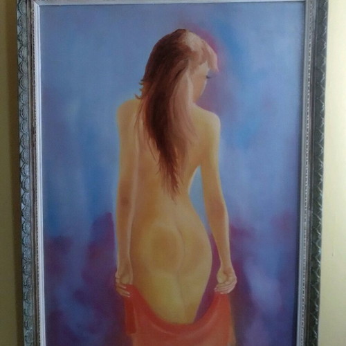 Oil painting on canvas used, nude theme, size 50x70