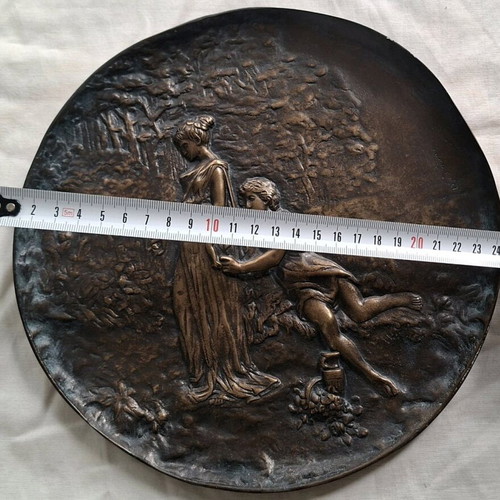 Italian bronze relief wall plaque used, neoclassical, late 19th century