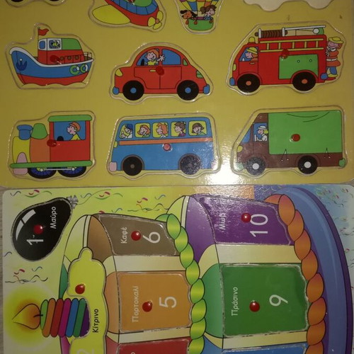 Wooden puzzles used, set of 3, Melissa & Doug