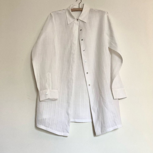 White Zara shirt long 100% ramie like new, size XL