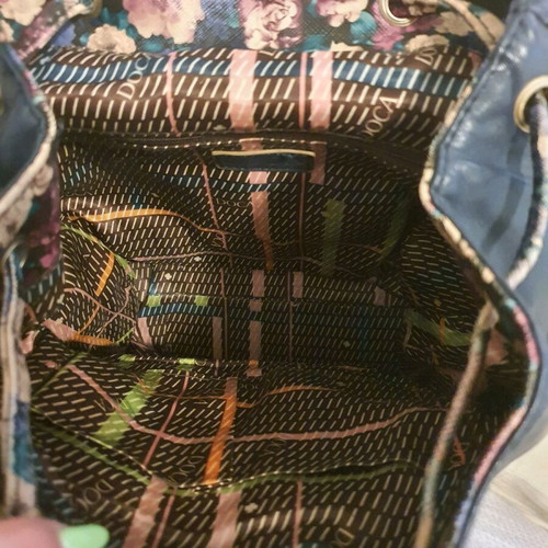 Doca backpack used, blue and gold with multiple compartments