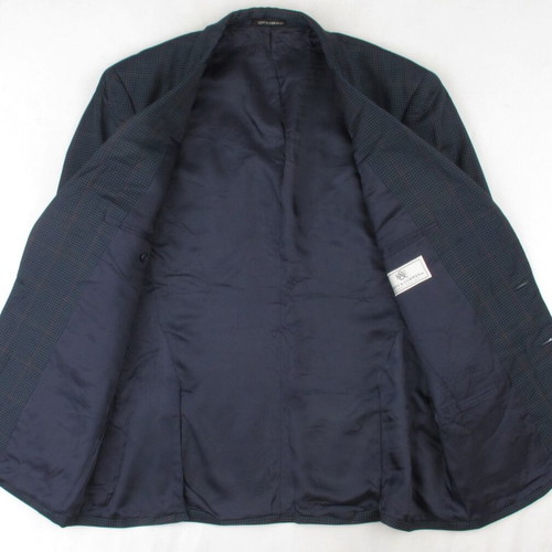 Kent & Curwen men's wool blazer size M blue windowpane