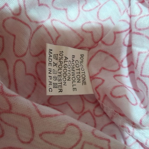 Pajamas white pink like new, size S, 90% cotton 10% polyester