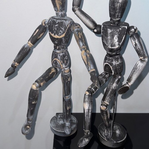 Handmade set of 2 mannequin figures hand-painted vintage style like new