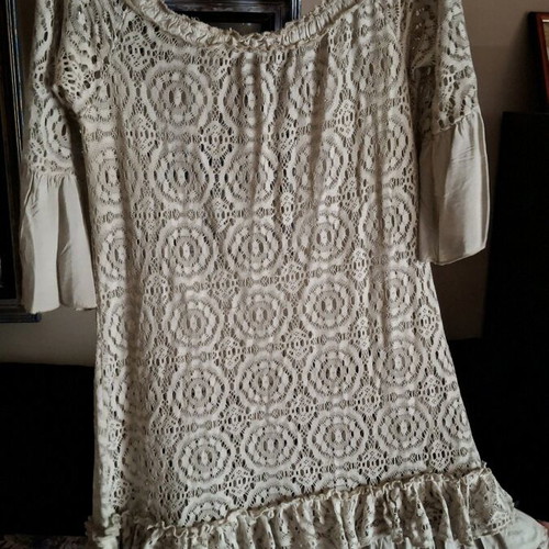 Lace dress used, beige, size M/L, alpha line