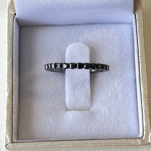 Gold ring k14 with black rhodium and zirconia new