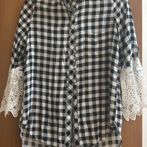 Shirts with lace sleeve new, size S, black and white