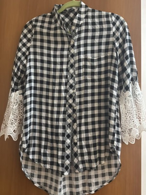 Shirts with lace sleeve new, size S, black and white