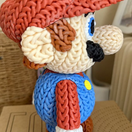 Super Basic Knitted Super Mario figure new, 3D printed with crochet texture
