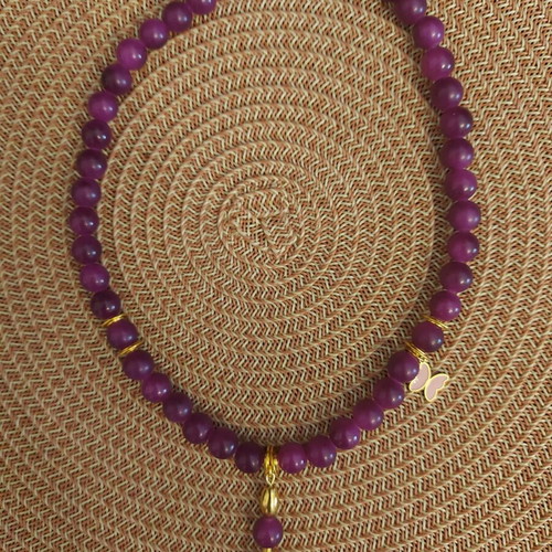 Handmade necklace with purple beads new