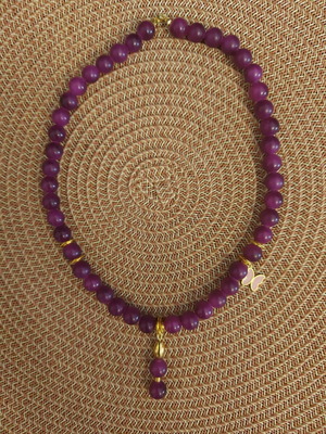 Handmade necklace with purple beads new