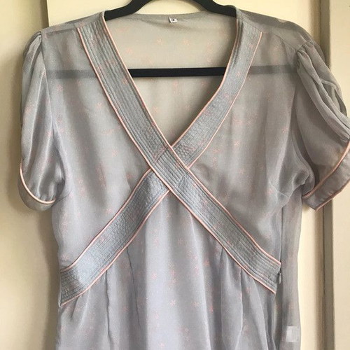 Women's transparent blouse used, gray and pink, size XL