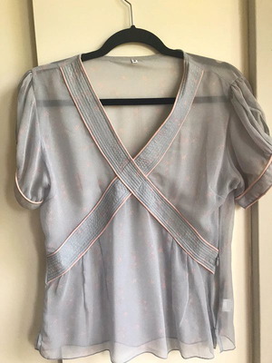 Women's transparent blouse used, gray and pink, size XL