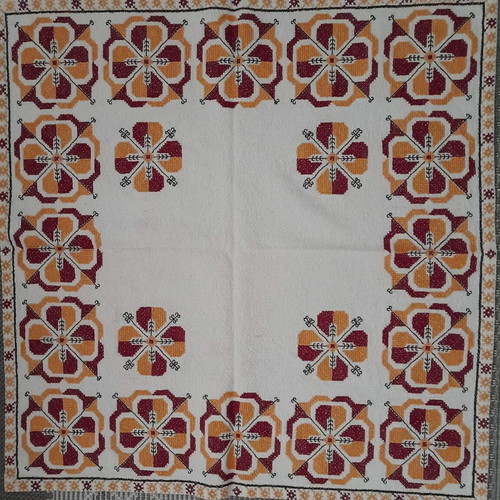 Kares with Byzantine design new, rustic etamine fabric