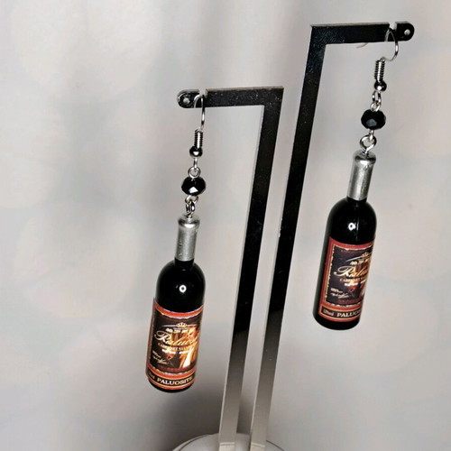 Handmade earrings wine bottle design with crystals new
