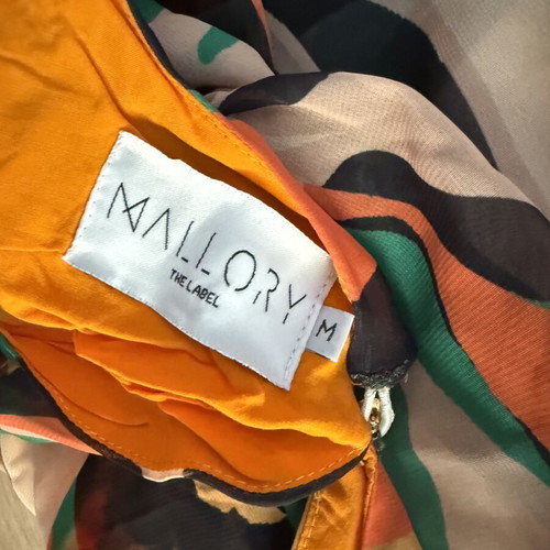 Mallory The Label summer dress, green and orange, size M