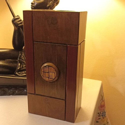 Handmade solid wood decorative candlestick with embossed design