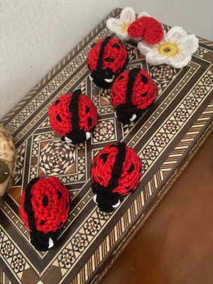 Knitted ladybug new decorative item